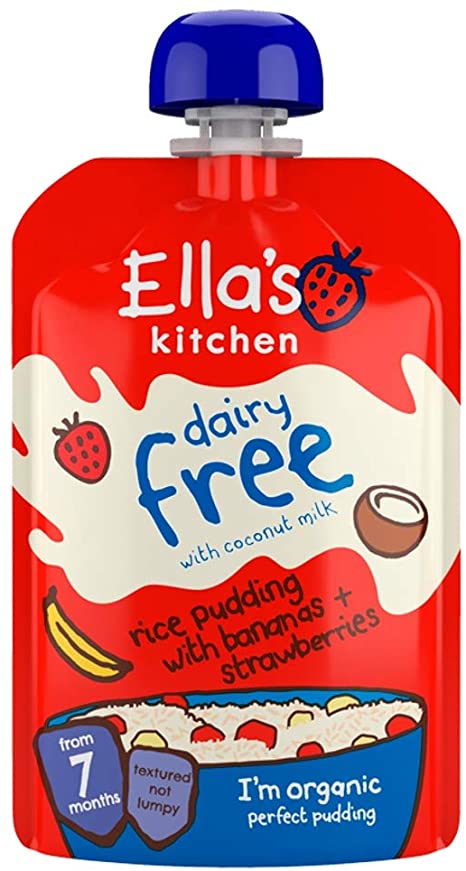 Ella's kitchen diary free rice pudding with banana & strawberries